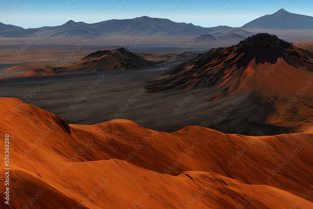 Fototapeta premium Volcanic landscape, Fuerteventura, Canary Islands. Generative AI