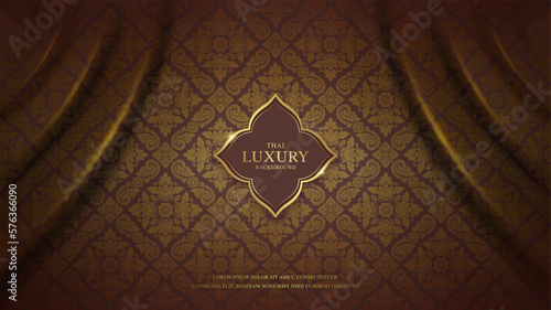 Thai art luxury temple, background pattern decoration for printing, flyers, poster, web, banner, brochure and card
