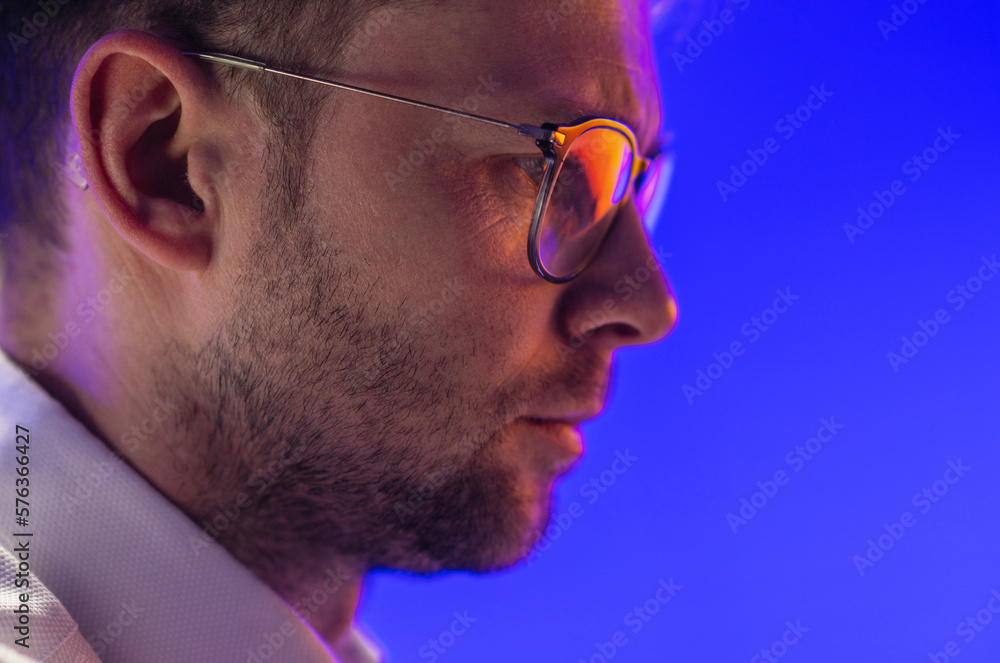 Caucasian Businessman Wearing Glasses Closeup Caucasian Businessman Wearing Glasses Closeup
