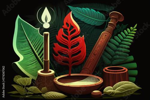 A mysterious still life with the antiquated tools of a naturalist or researcher Fototapet