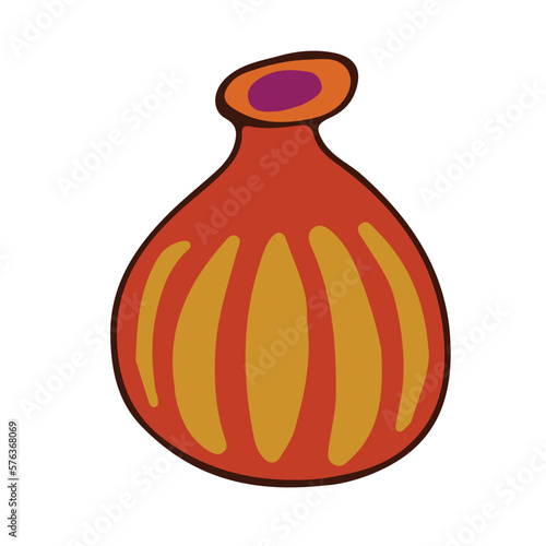 Ceramic vase retro. Antique pottery cup isolated white background. retro style. Clipart. Vector illustration.