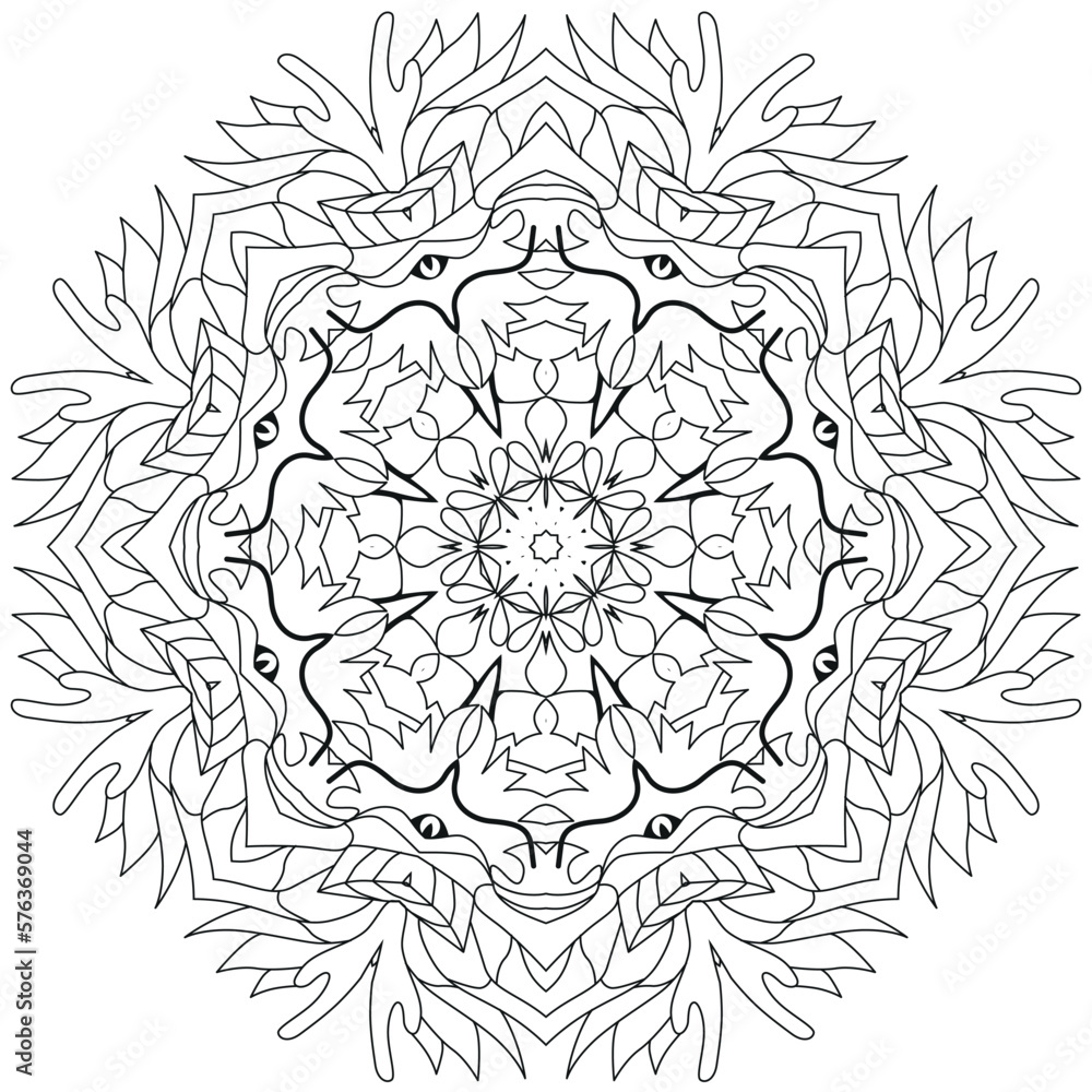 Fototapeta premium Hand drawn zentangle circular ornament for coloring page.