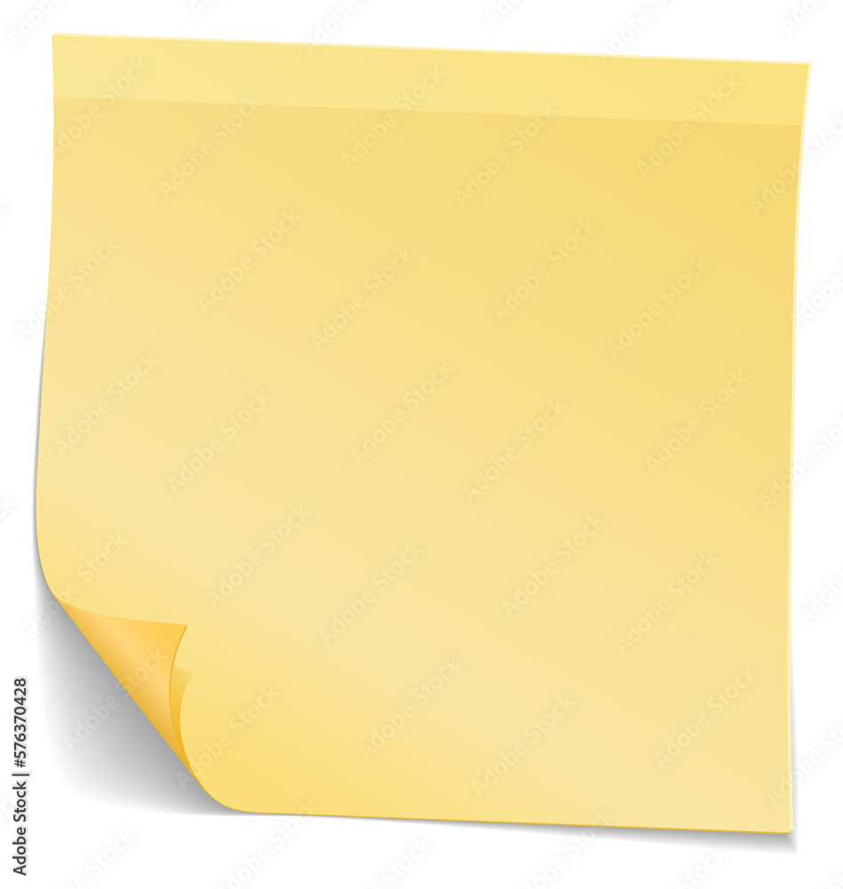 Curled corner memo note. Realistic sticky note