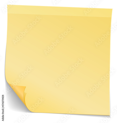 Curled corner memo note. Realistic sticky note