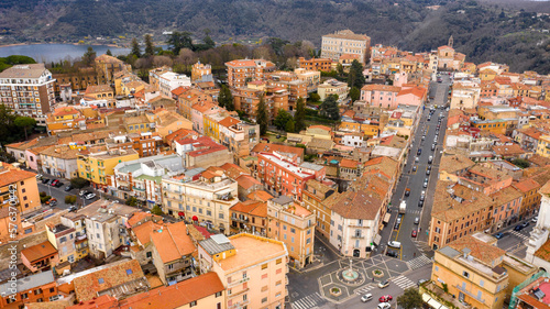 Photography Aerial view of Genzano di Roma, a small town located in the Metropolitan City of Rome, Italy