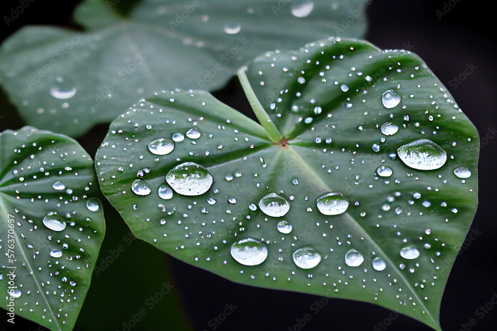 Dew on taro leaves. Dew on taro leaves.