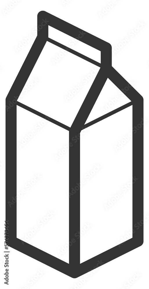 Milk box icon. Black line drink carton package Milk box icon. Black line drink carton package