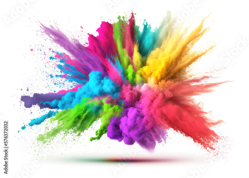 holi color powder on white background