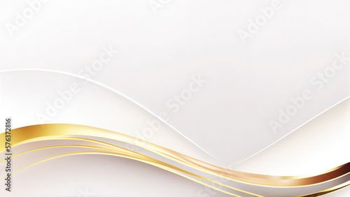 Abstract wavy background. White and gold colors. Modern background design. © md3d