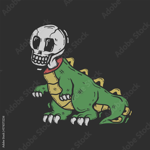 dinosaur costume skull vector design.unique t-shirt design photo