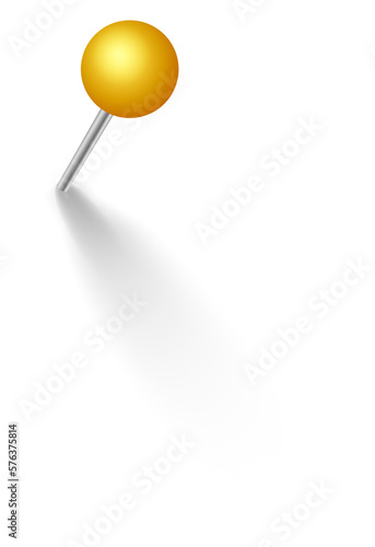 Yellow board pin. Paper sewing needle mockup