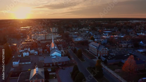 Dover, Delaware - 4K aerial at sunset photo