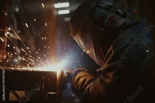 Sparks flying: A glimpse into the daily life of a welder - AI Generative