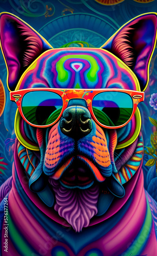 Dog with Sunglasses created with Generative Al technology © Grafititee