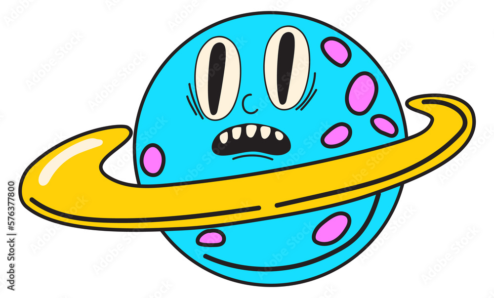 Comic space planet with funny face. Cartoon character Comic space planet with funny face. Cartoon character
