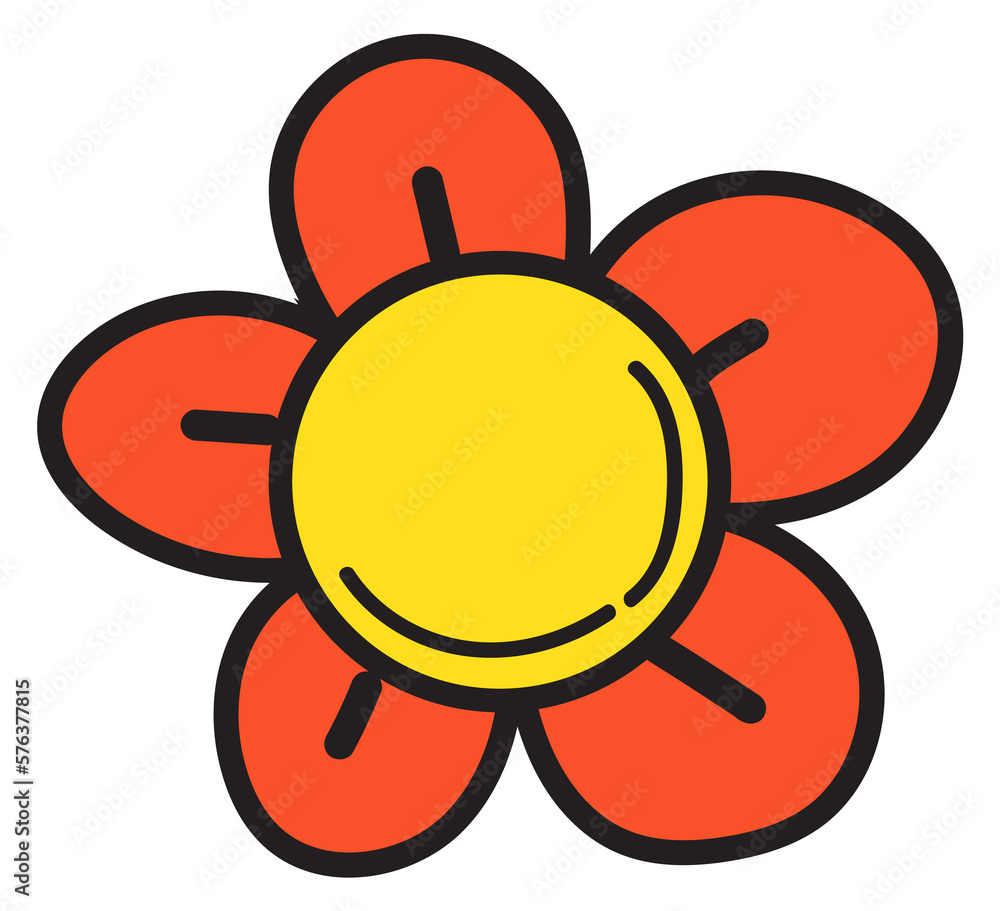 Red flower icon. Natural blossom color sticker Red flower icon. Natural blossom color sticker