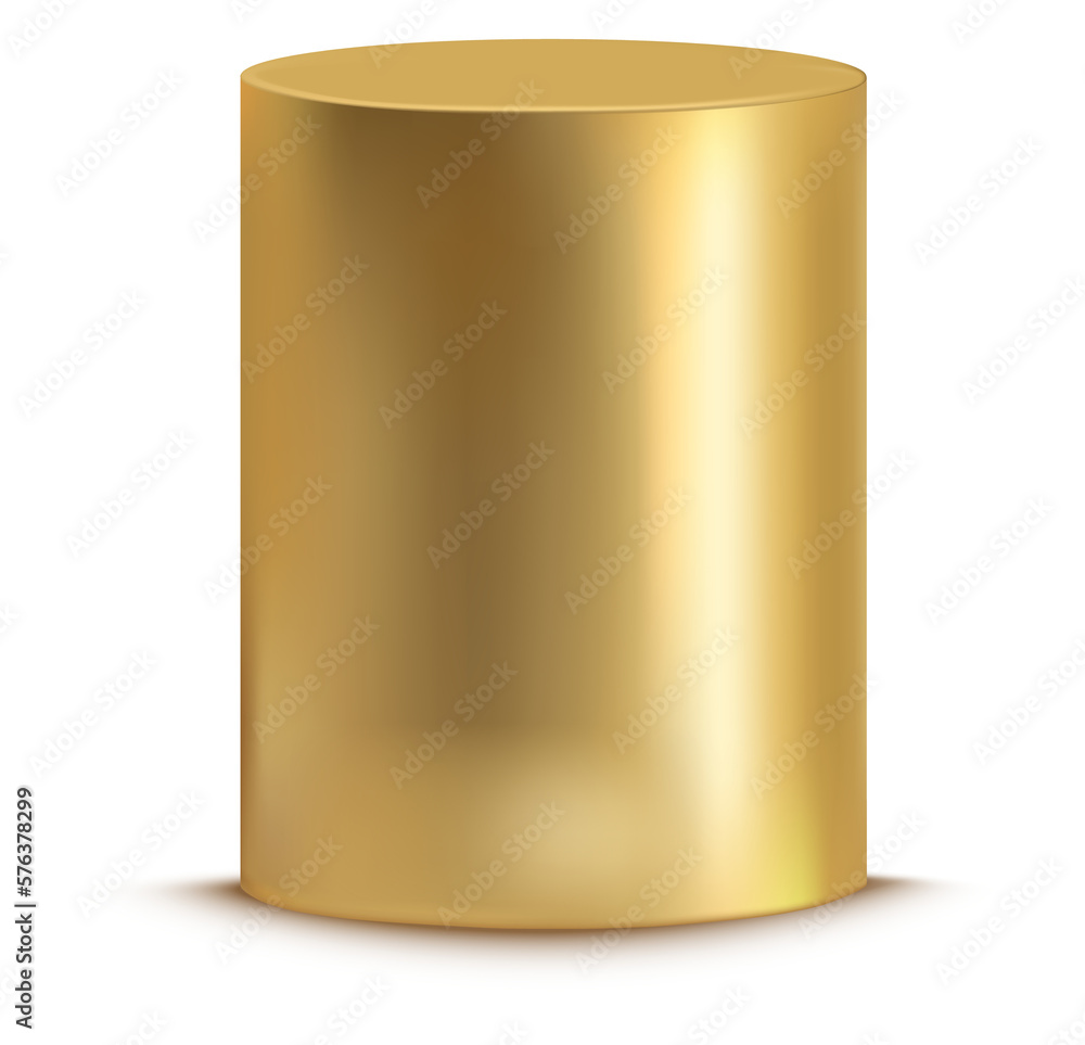 Golden tube mockup. Realistic metal cylinder column Golden tube mockup. Realistic metal cylinder column