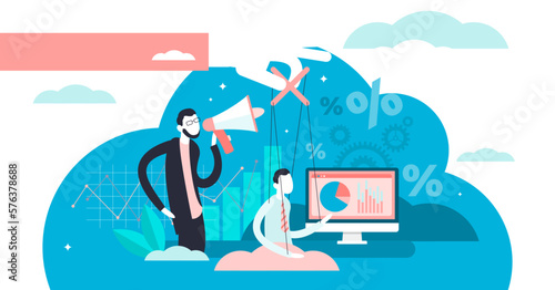 Control freak illustration, transparent background. Flat tiny office behavior persons concept. Lack of constructive criticism and personality disorder characterized by undermining colleagues.