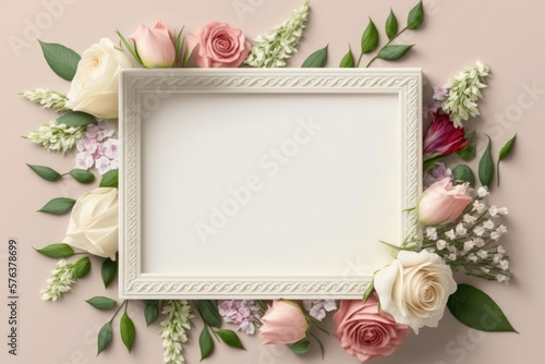 Wildflower rose flower floral frame red rose,hulthemia, rosa. Aquarelle wild flower for background, texture, wrapper pattern, frame or border.generative ai