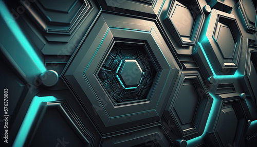 modern technological background with hexagons. Generative AI
