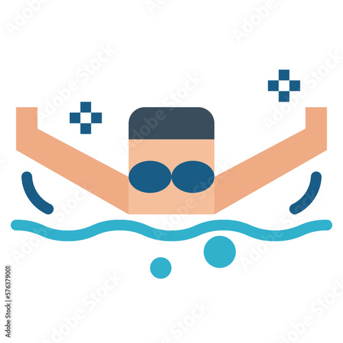 butterfly swimming flat icon style