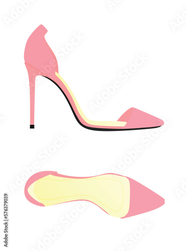 Pink high heel sandal. vector illustration