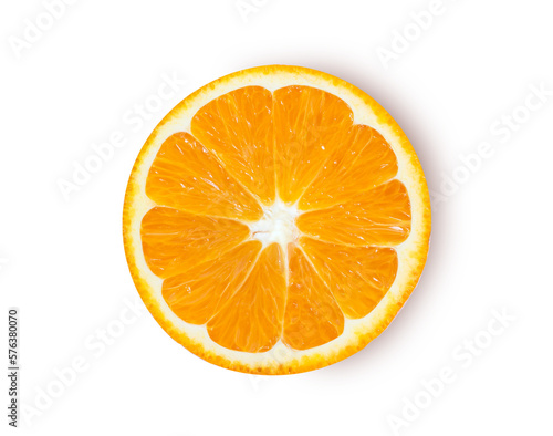 top view orange fruit isolated on white background