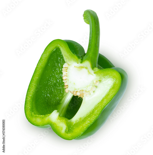 top view sweet pepper isolated on white background