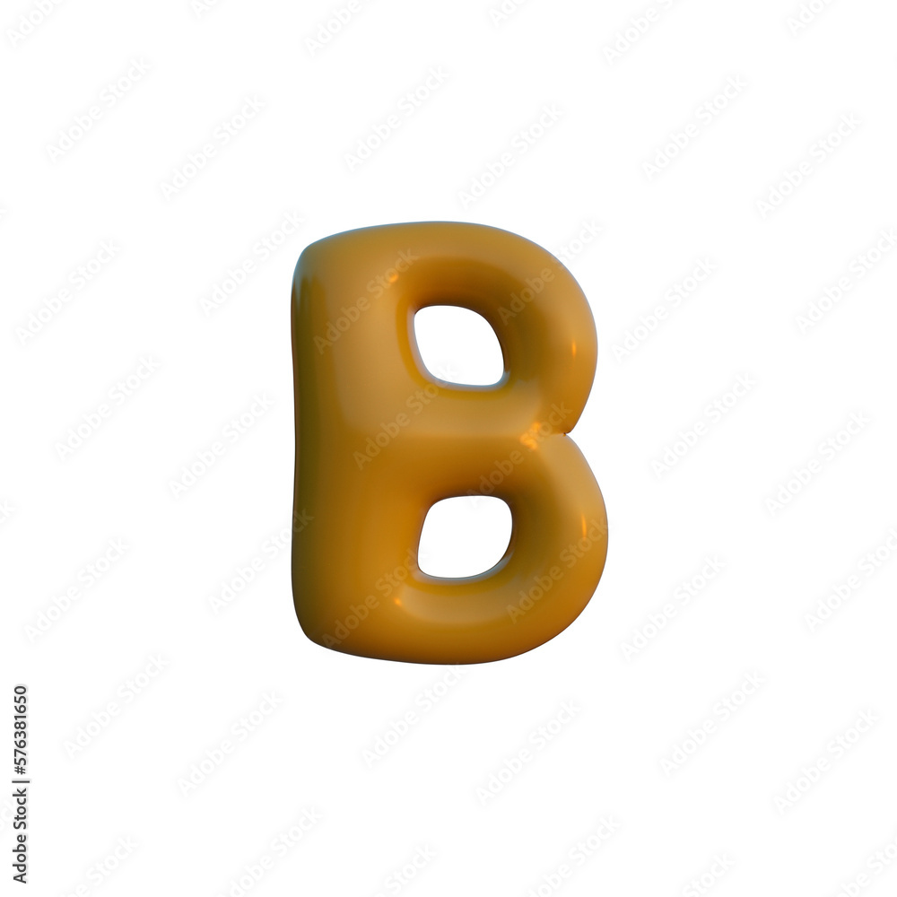Yellow 3d inflated balloon letter B isolated on white Yellow 3d inflated balloon letter B isolated on white