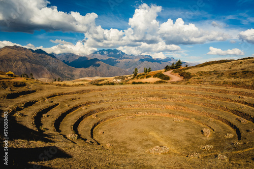 Quadro em tela moray archaeological site ruin in sacred valley cusco peru andes mountains trave