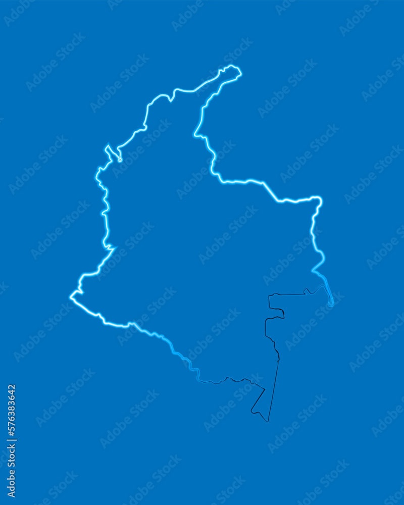 A vector isolated illustration of Columbia's map with neon effect. A vector isolated illustration of Columbia's map with neon effect.