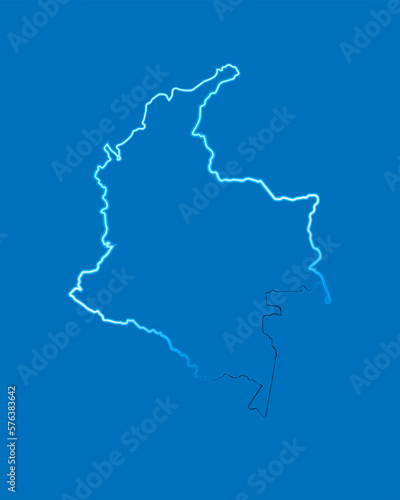 A vector isolated illustration of Columbia's map with neon effect.