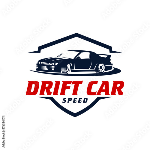 drift car logo design, drift racing illustration