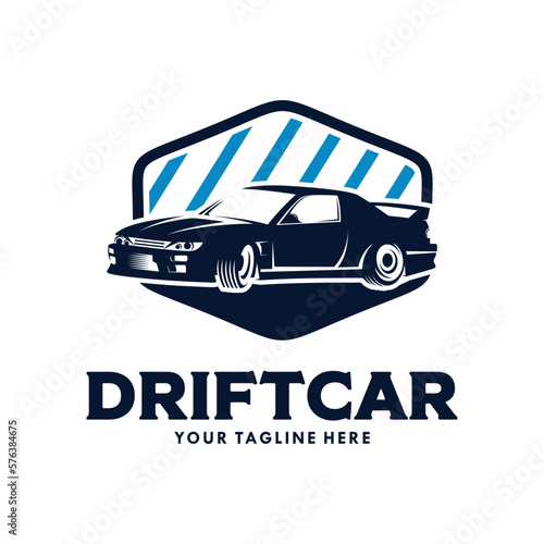 drift car logo design, drift racing illustration