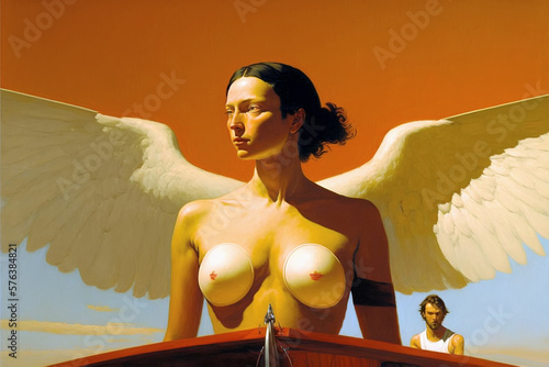 retro portrait of a female angel