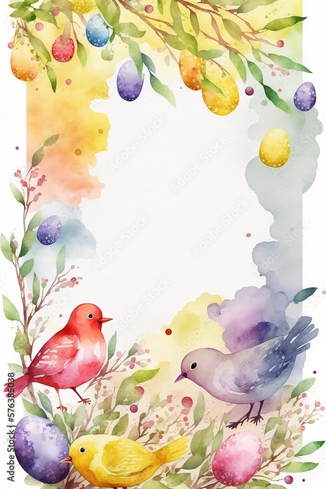 watercoloreaster banner or party invitation background,Generative AI