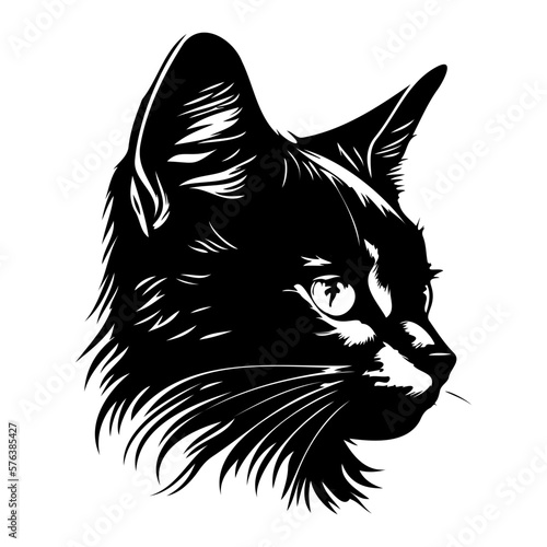 Cat Face, Silhouettes Cat Face SVG, black and white Cat vector