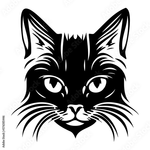 Cat Face, Silhouettes Cat Face SVG, black and white Cat vector
