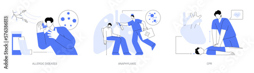 Allergy emergency help abstract concept vector illustrations.