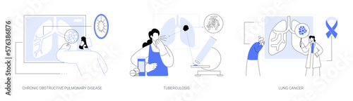 Lung issues abstract concept vector illustrations.