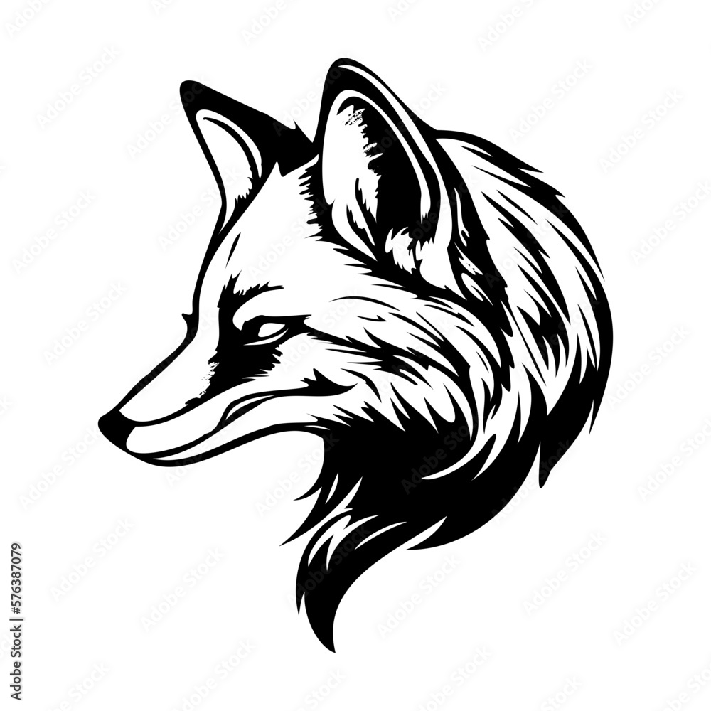 Fox Face, Silhouettes Fox Face SVG, black and white Fox vector Fox Face, Silhouettes Fox Face SVG, black and white Fox vector