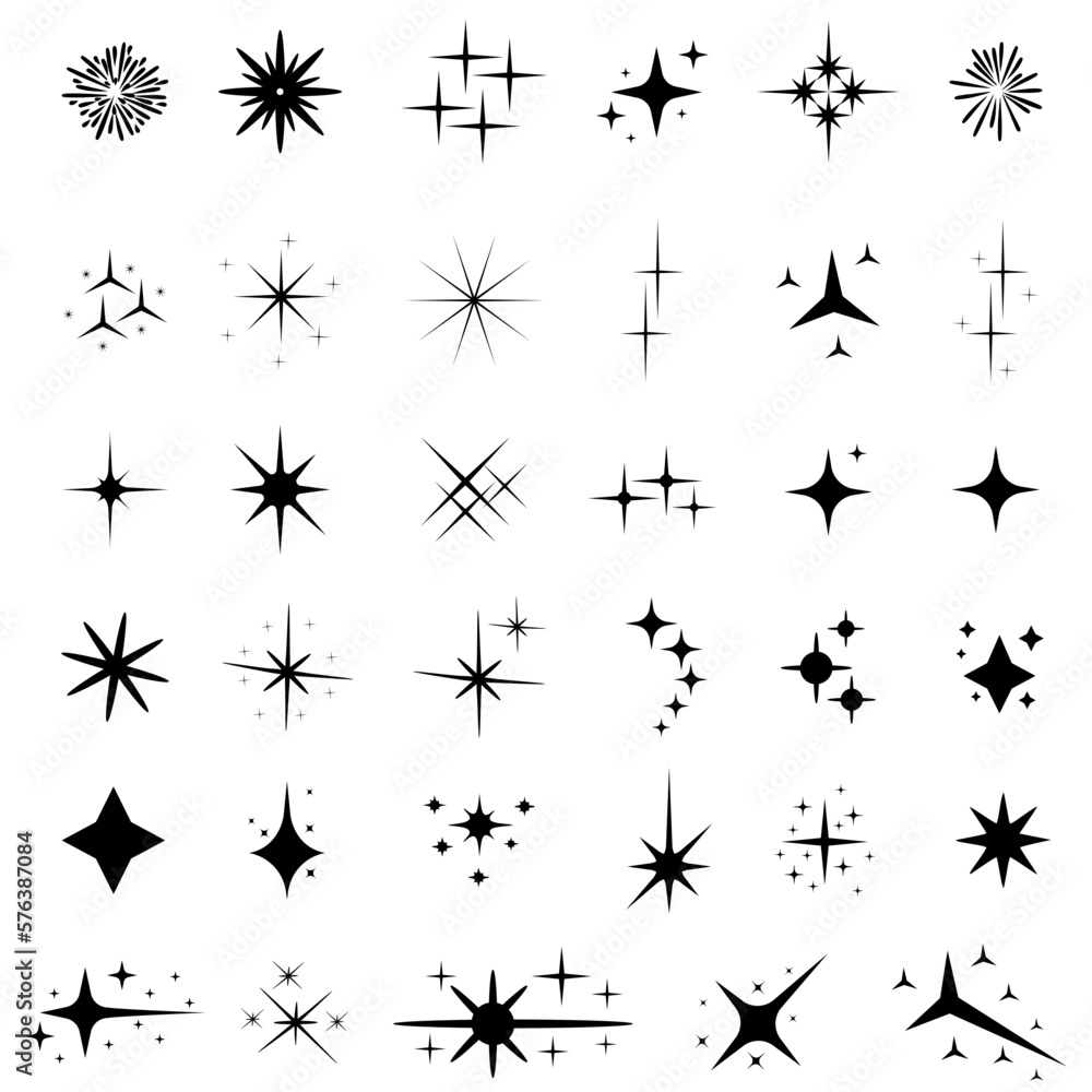 Sparkle icon vector set. Stars sparkle illustration sign collection. Star symbol or logo.
