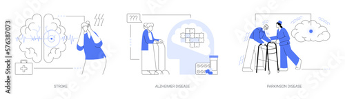 Aged people illness abstract concept vector illustrations.