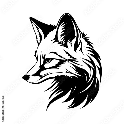 Fox Face, Silhouettes Fox Face SVG, black and white Fox vector