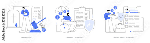 Social financial support abstract concept vector illustrations.
