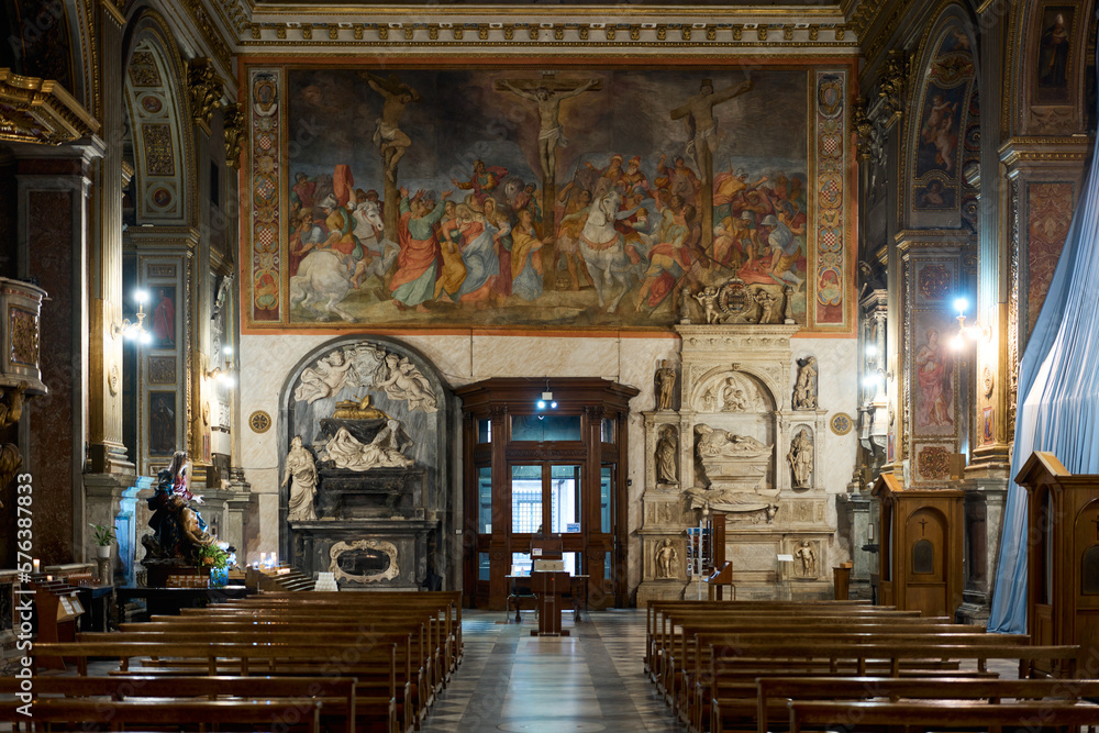Obraz premium Entrance door of baroque church of San Marcello al Corso in Rome, Italy