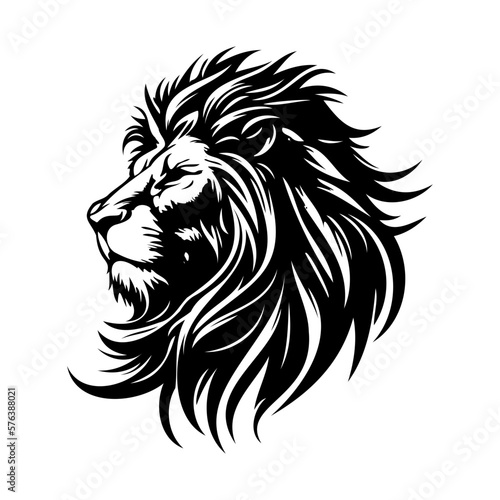 Lion Face, Silhouettes Lion Face SVG, black and white lion vector