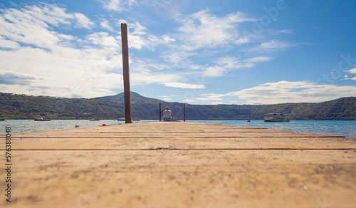 Wooden pier on Castel Gandolfo Lake  Rome  Italy 