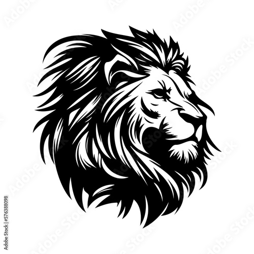 Lion Face, Silhouettes Lion Face SVG, black and white lion vector © Asman