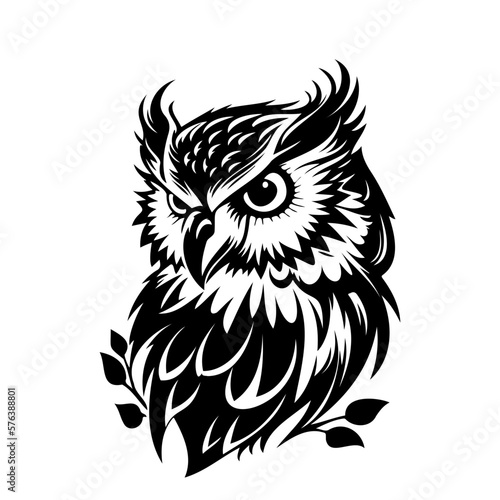 Owl Face, Silhouettes Owl Face SVG, black and white Owl vector